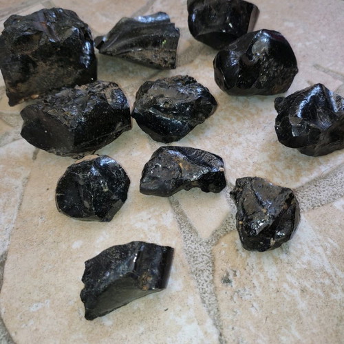 Black Obsidian used, pack all together, volcanic glass