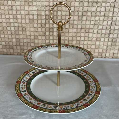 Christinholm Porcelain Christmas Two-Tier Serving Stand like new