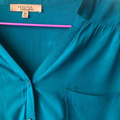 Bershka blouse long sleeve in petrol color like new