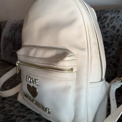 Love Moschino white backpack like new with gold details