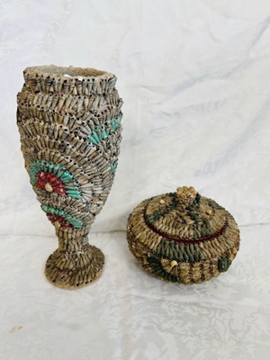 Handmade Cypriot Clay Vases with Shells used, 25cm