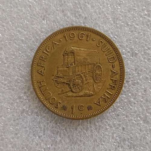 South Africa 1 Cent Coin 1961 used, Jan van Riebeeck design