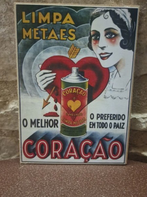 Coracao wooden decorative plaque like new, 13×18 cm