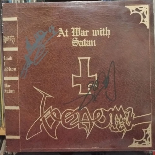 Venom At War With Satan 1984 LP used, signed by the band