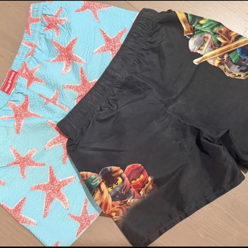 Children's swim shorts H&M and Ninjago, like new, size 6–8 years