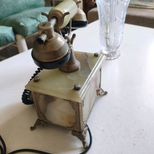 Antique marble and brass telephone used