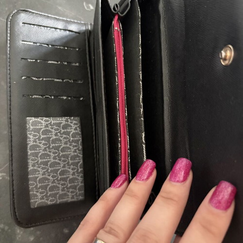 Embroidered wallet used, black with logo