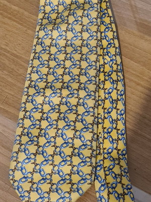 Gherardini Firenze vintage μεταξωτή γραβάτα σε κίτρινο, μπλε και καφέ