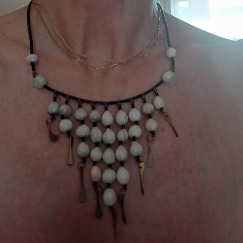 African Waterfall Necklace with Imfibinga Seeds and 925 Silver Clasp new