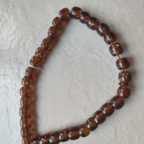 Komboloi 33 Beads New, Handmade, Cognac Color, Mastic Resin