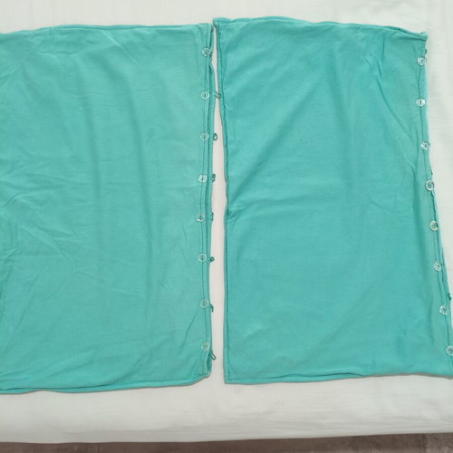 Handmade pillowcases set of 2 new turquoise with buttons 50x30 cm