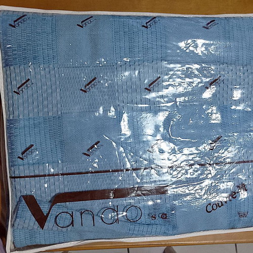 Vintage cotton bedspread or cover for single bed in blue color