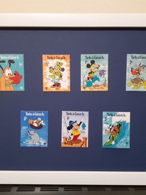 Κάδρο με γραμματόσημα Turks & Caicos 1979 Disney 7 τεμάχια MNH UNC