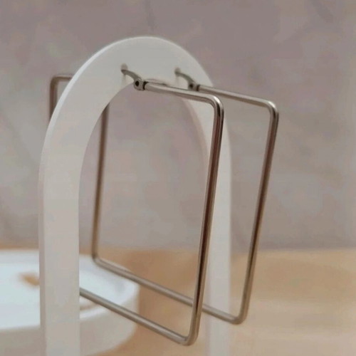 Steel square earrings new, silver color