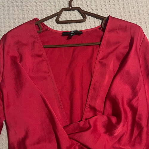 Misguided satin blouse like new, pink multicolor