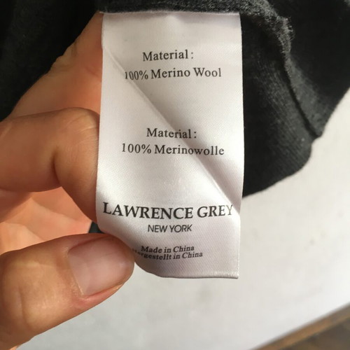 Lawrence Gray 100% Merino Wool Sweater, Dark Gray, Size M