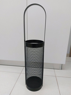 Metal black umbrella stand like new, height 65cm diameter 15cm