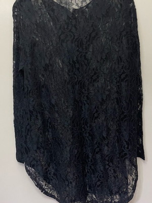 Black vintage long lace jacket used, size M