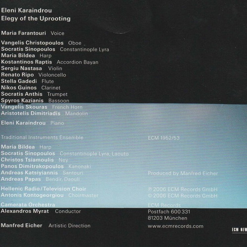 Elegy of the Uprooting live album by Eleni Karaindrou, like new