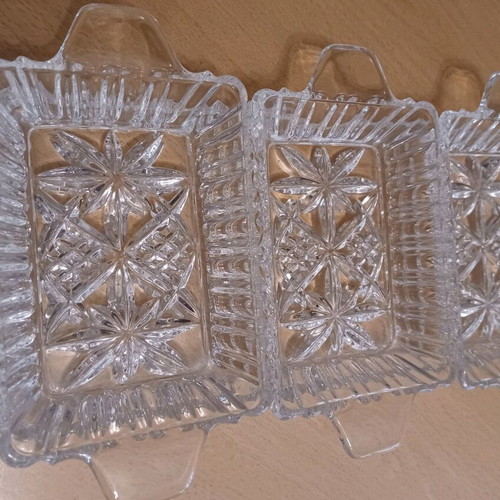 Crystal vintage ordevieras-dry fruit dishes like new, set of 4