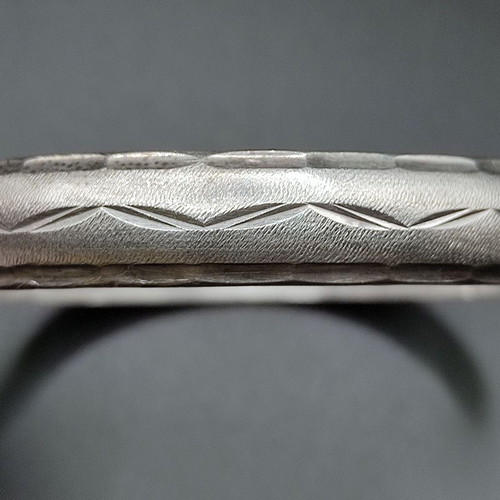 Silver Handmade Carved Bracelet 925, diameter 6.5cm