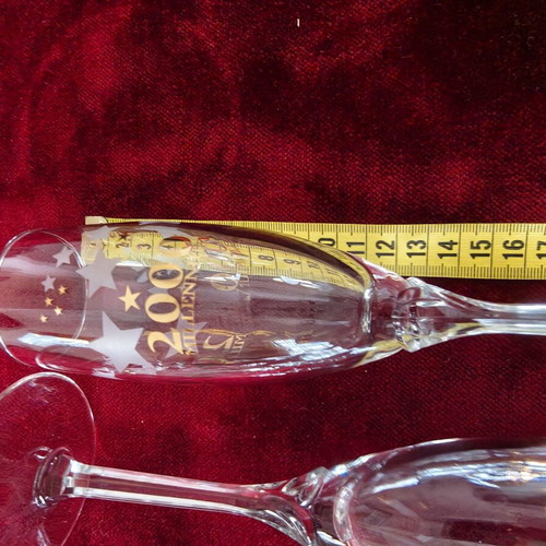 Millennium 2000 champagne glasses set of 4, collectible