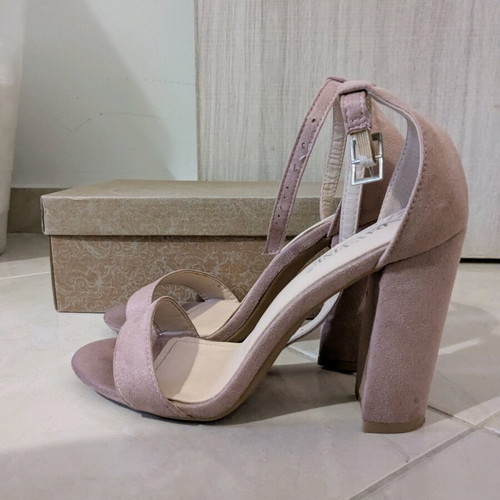Luigi pink high sandals new with strap velour fabric