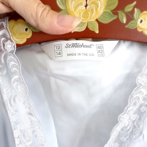 St Michael's long robe used, blue satin with lace details