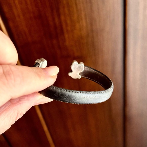 Tous leather and 925 silver bracelet like new, black and silver