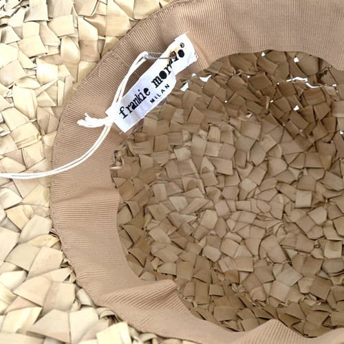 Frankie Morello handmade bamboo hat new, beige and orange
