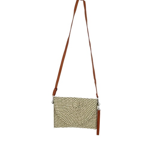 Straw crossbody bag new, beige with pistachio