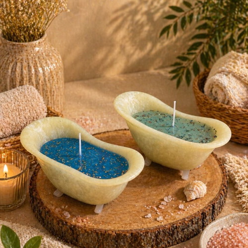 Handmade bathtub candles new, spa-inspired design