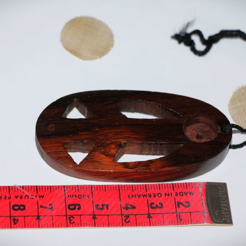 Wooden teak wood pendant necklace, new