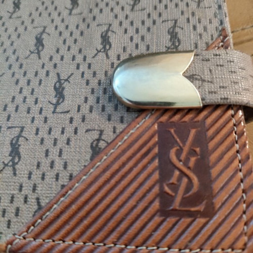 YSL vintage unisex bi fold wallet used, beige leather