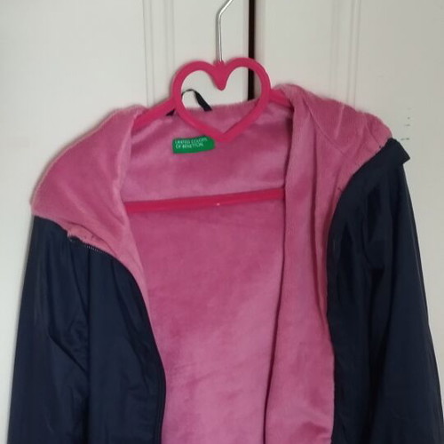 Benetton jacket like new, thin for spring and autumn, blue and pink