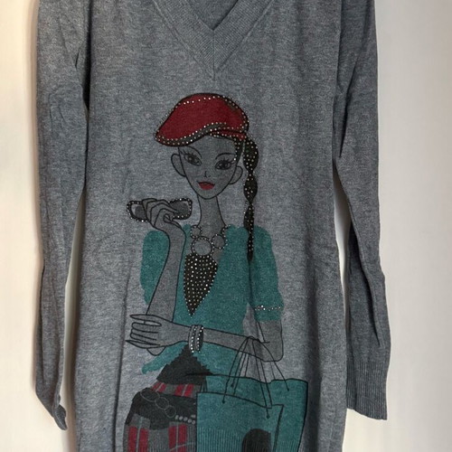 Knitted dress gray like new, one size