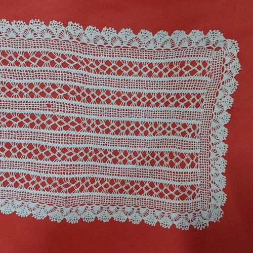 Small white doily 33x23cm with crochet lace, cotton, new