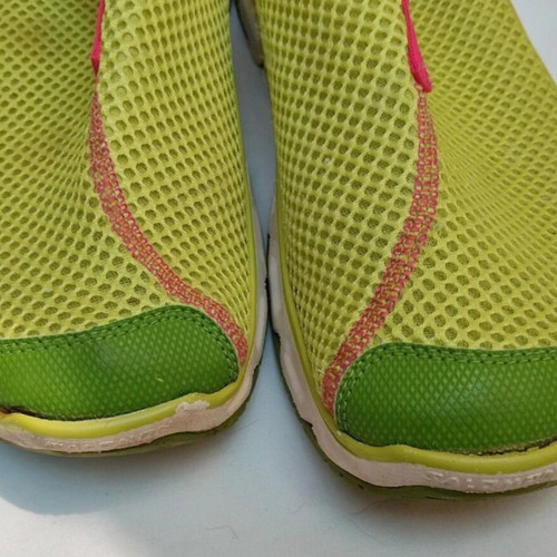 Salomon RX MOC lightweight recovery slip-on sneakers used, size 41-41.5, pink and green
