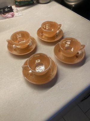 Anchor Hocking Fire-King Peach Lustre espresso cup set of 4 like new