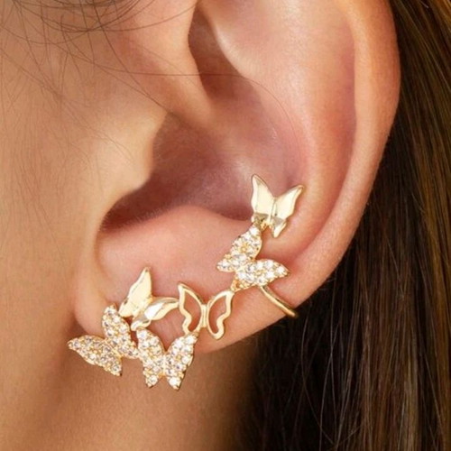 Jewelry set with butterflies used, gold tone