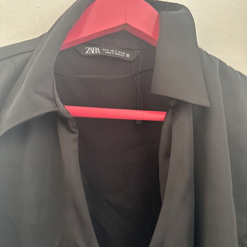 Zara satin shirt with feather cuffs like new, size S