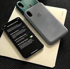 iPhone X Silver (64gb) 100% υγεία μπαταρίας + 2 θήκες
