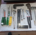 Metal toolbox with tools used