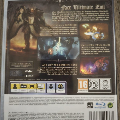 Diablo 3 Reaper of Souls PS3 game, like new