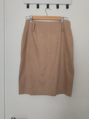 Pencil suede skirt beige, high waist, size 38, new