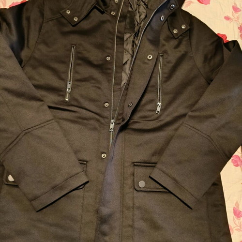 Men's jacket new, size Large, black with detachable hood