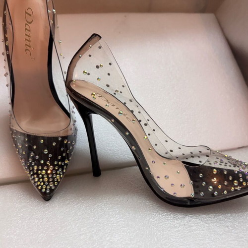 Danic transparent heels No 36 like new, black