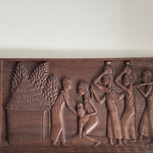 Wood Carving Panel from Africa used, vintage circa 1960