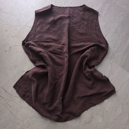 Vegan silk XXL summer sleeveless top like new, brown and red
