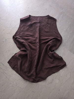 Vegan silk XXL summer sleeveless top like new, brown and red